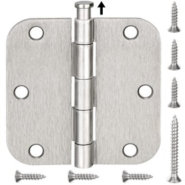 TICONN 30-Pack 3.5 Inch Door Hinges with Removable Pin, 3-1/2 x 3-1/2 Inch Iron Bifold Residential Doors Hardware (5/8" Radius Corner, Satin Nickel, 30 Pack)