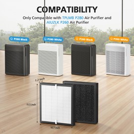 2 Pack P280 P260 Replacement Filter Only Compatible with TPLMB P280 Air Purifier and AIUZLK P260 Air Purifier, H13 True HEPA Filter, 3-in-1 Nylon Pre-Filter, HEPA Filter and High-Efficiency Carbon