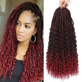 Goddess Twist Braids Crochet Hair With Curly Ends Bohomian Twist Braids Crochet Braids 6 Packs 2X Crochet Braids Synthetic Braiding Hair Extension for Black Women (18inch, Tbug)