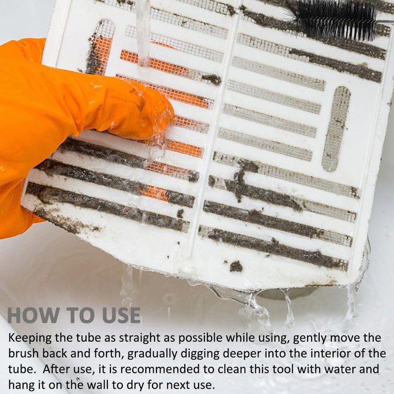 2Pack Flexible Double‑Ended Drain Brush Set, 17.7"+61" Tube Cleaner