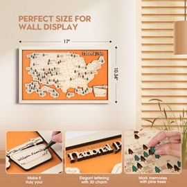 National Park Map Tracker, US National Parks Map, Wooden National Park Checklist Map Includes Journal, Pins & Stickers, National Park Lovers Gift for Hikers, Couples & Families