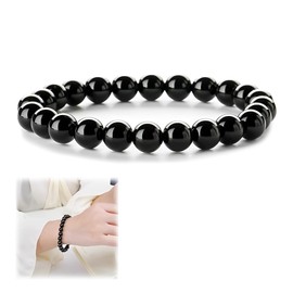 SULIUDAJI Obsidian Bracelet, Black Tourmaline Bracelet, Crystals Bracelet Women Men Pearl Bracelet Gemstones Healing Stones Bracelet Beads Elastic Bracelets Natural Stone Jewellery