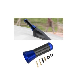 Car Short Antenna, 3.5cm Aerial Universal Car Stubby Antenna, Carbon Fiber Car Mini Antenna with Aluminum Alloy Threading, Antenna Replacement Accessories for FM AM Radio Reception (Blue)