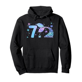 7th Birthday Shirt Girl Seven 7 Year Old Mermaid Bday Party Pullover Hoodie