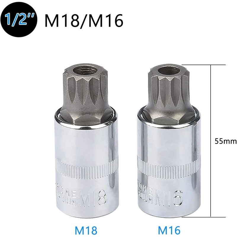 Profiwoab 10 PCS XZN Triple Square Spline Bit Socket Set,M4-M18