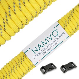 Namvo Yellow Reflective 550 Paracord Mil Spec Type III 7 strand parachute cord 100ft / 30 Meters