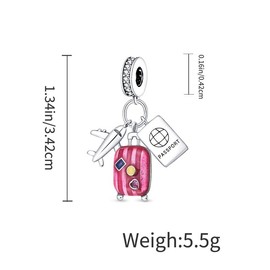 Airplane, Passport & Suitcase Design Dangle Charm, Fashionable Fiy Jewelry for Women & Men, Trendy All-match & Exquisite Diy Jewelry for Birthday Gift