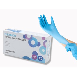 FLEXMON Nitrile Exam Gloves,100 Count, Single Use, 4.2 Mil Heavy, Sterile, Protective, Medical Exam Gloves, Disposable, Food, Latex Free, Cooking, Blue, Safe, Cleaning & More (X-Small)