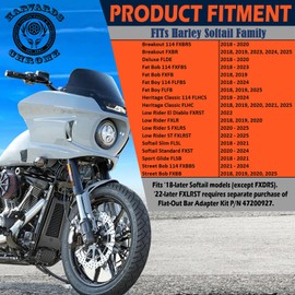 Harvards Chrome Black Engine Guard Front Crash Bar Protector Flat-Out Compatible with 18-25 Softail Low Rider Breakout Fatboy Models