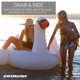 SWIMLINE ORIGINAL 90621 Giant Inflatable Swan Pool Float Floatie Ride-On Loun...
