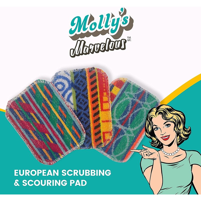 Molly’s Marvelous European Scrubbing & Scouring Pad 3-Pack Dishwasher Safe,