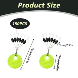 150 Pieces Rubber Stopper Fishing, 6 in 1 Rubber Beads Fishing, Small Line Stoppers for Trout, Fishing Stopper for 0.1-0.43 mm Fishing Line, Oval Stopper for Sinker and Fishing Float, Fishing