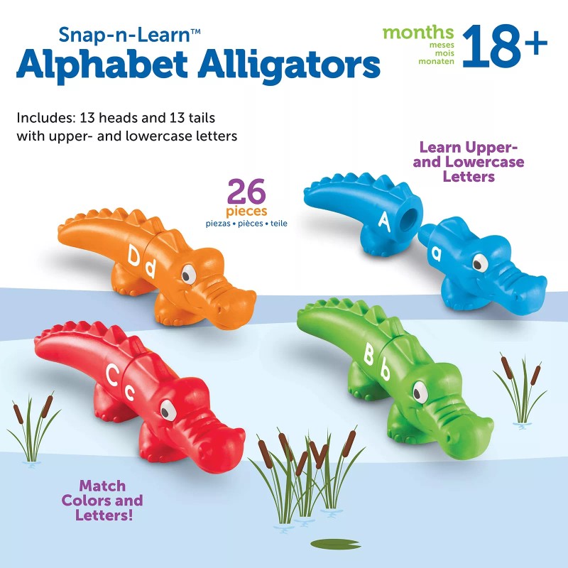 Learning Resources Snap n Learn Alphabet Alligators Educational Toy Set