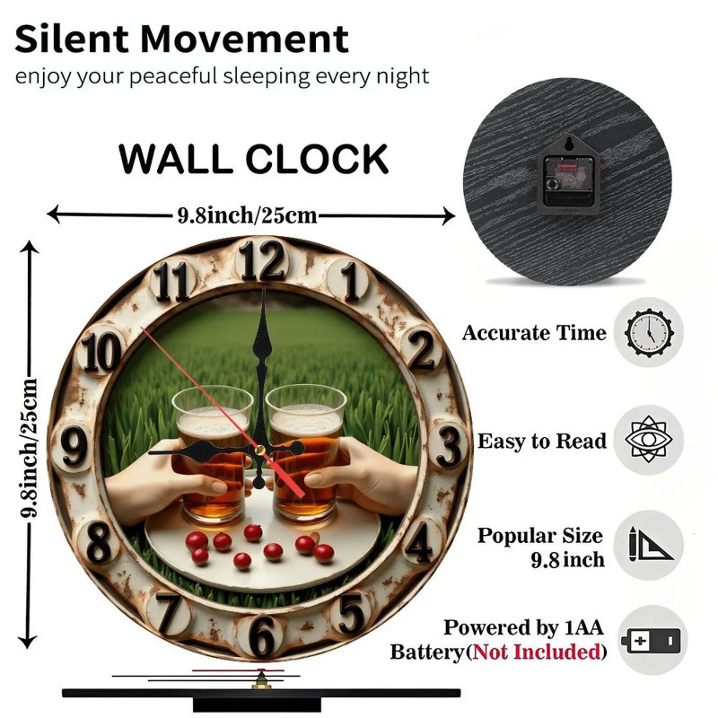Stable MDF 25x25cm Wood Wall Clock Made from High-Density Materialsheet