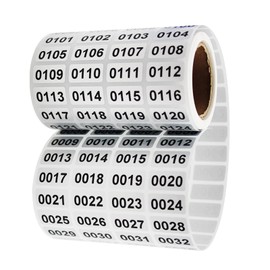 Consecutive Number Label Sticker Waterproof Number Inventory Sticker Suitable for Warehouse Classification and Labelling (0001~2000)