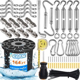 GA1FSL String Lights Hanging Kit - 164FT Wire Guide and Hanging Accessories for Outdoor String Lights, Deck and Patio Lights Included. Sturdy Durable & Weather-Resistant and Easy to Install
