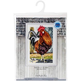 RTO Rooster of The Walk Cross Stitch Kit 6.75 x 9.5-inch 18 Count, Acrylic, Multicolour, 20.95x27.94x0.63 cm