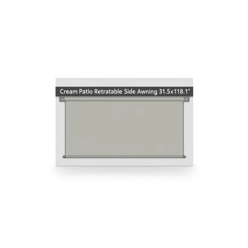 Cream Patio Retractable Side Awning 31.5x118.1 Inch Wall Mounted Manual