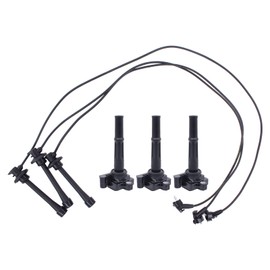 NewYall Pack of 3 Ignition Coil and Spark Plug Wire Set V6-3.4L for Toyota 4Runner 1996-2002, T100 1995-1998, Tacoma 1995-2004, Tundra 2000-2004