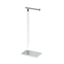 Gatco 1331C Modern Rectangle Base Freestanding Toilet Paper Holder 22.25" Chrome/Acrylic with Weighted Base