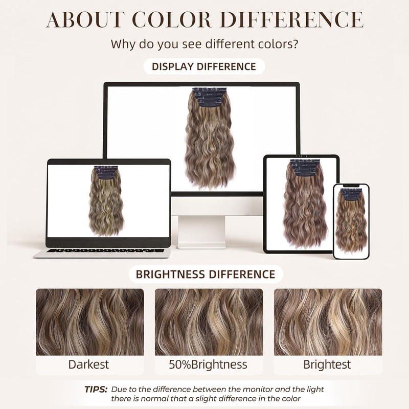 20 Inch Clip in Hair Extensions,Long Wavy Synthetic Hair for