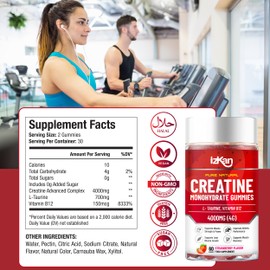 Izkan ProCreatine Monohydrate Gummies 4000mg for Men & Women - 60 Chewable Creatine Gummies Strawberry Flavoured Creatine | Pre Workout Gym Supplement| Keto | Vegan | (3)