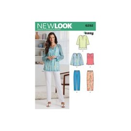 New Look Sewing Pattern 6292: Misses' Tunic or Top and Pull-on Pants, Size A, Multicolor