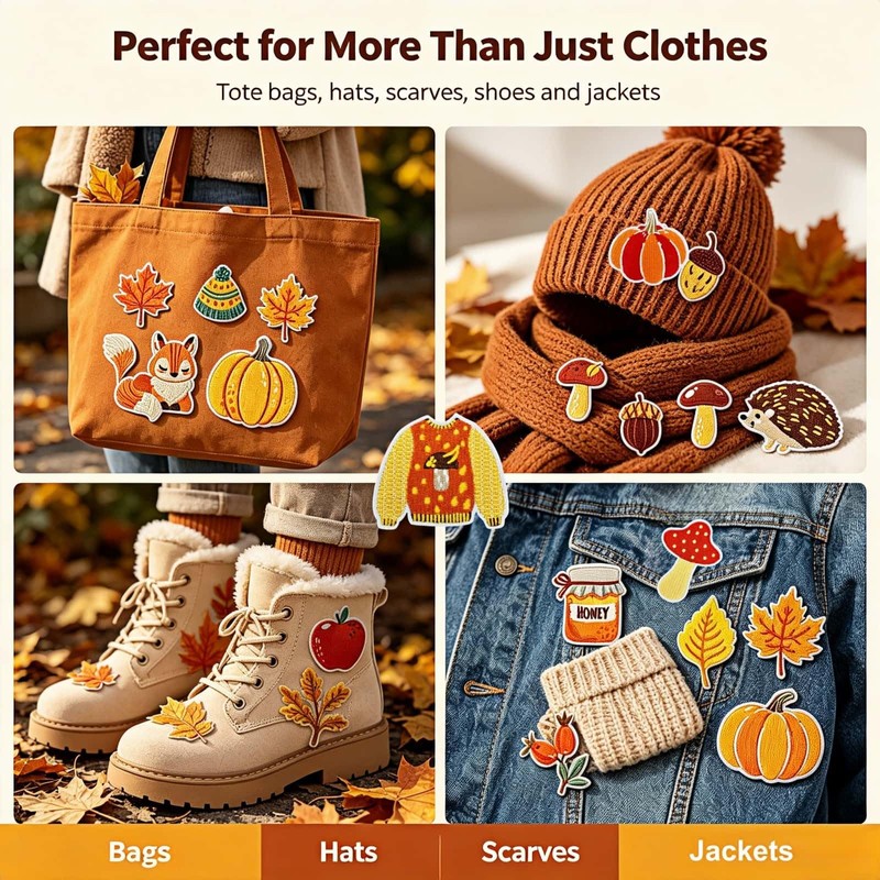 Cute Fall Iron on Patches for Clothes DIY Crafts, 32PCS