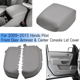 Unbranded For 2009-2015 Honda Pilot Front Door Armrest & Center Console Lid Cover Leather