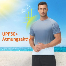 Huayuzh Men's UV Shirt Rash Guard T-Shirt Swimming Shirt Quick-Drying Lightweight Breathable Surfing Fishing Hiking Top, 16-dark grey gradient light grey
