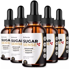 Purvia Sugar Sense Drops Maximum Overall Wellness Health Support Made in USA (5 Pack)