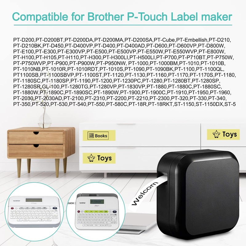 NineLeaf 1 Pack Compatible Label Tape Replacement for Brother TZe