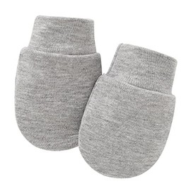 FATASH Baby Hat and Mittens Set (0-3 Months) for Newborn Boys & Girls, Breathable Soft Cotton No-Scratch Gloves & Lightweight Warm Cap, Unisex Infant Daily Wear Winter Accessories (Light Grey)