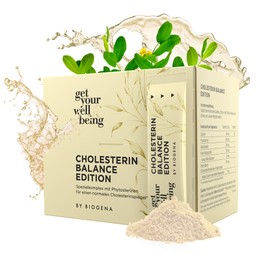 get your wellbeing by BIOGENA - Cholesterol Complex Vegan - Dietary Supplement with Phytosterols, Calcium, Fibre & Plant Extracts - Supports Cholesterol Levels - 30 Sachets