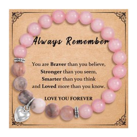 GBTBYS Gifts for Girls Pink Natural Stone Heart Beaded Bracelet Adjustable Inspirational Gift for Women Teen Girls Sisters Friends Daughter Granddaughter Niece Graduation Birthday Christmas Gifts