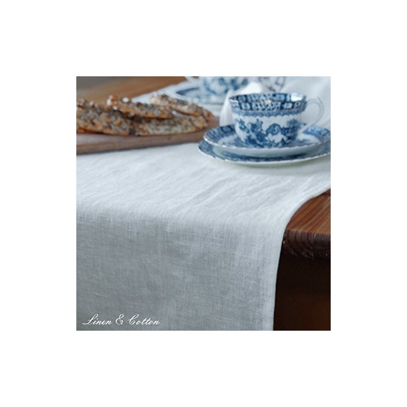 Linen & Cotton Lovely Stonewashed Table Runner RUSTICO, 100% Linen