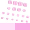 Pink White Press on Toenails Short Square Fake Toe Nails