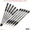 WIN 10 x 0.7mm Biro Tip Ball Pens Mystic BLACK