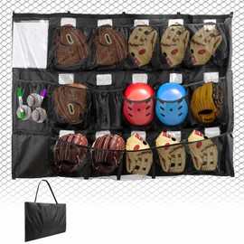 MJFSGYO 15 Player Dugout Organizer - Hanging Baseball Helmet Bag,Baseball Dugout Organizer,Including Helmets, Batting Gloves, Balls with Name Cards Roster Line Up,Baseball Coaching Accessories