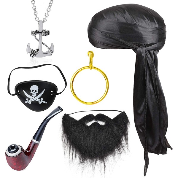 Beelittle Captain Pirate Costume Accessories Set Pirate Cap Eye Patch Halloween