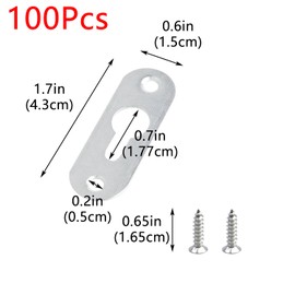 Geesatis 100 Pcs Heavy Duty Metal Keyhole Hangers for Mirrors Cabinet Picture Picture Keyhole Mounting Christmas Picture Gift Hanger Hanging , with Mounting Screws, 1.7" x 0.6"