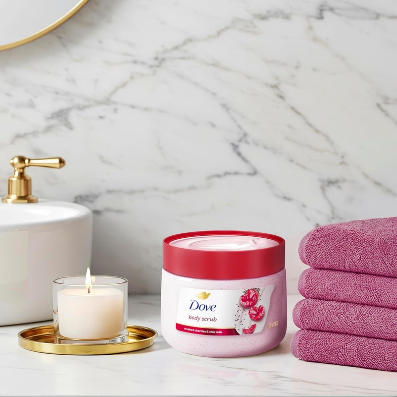 Dove Cherry & Chia Milk Body Scrub Exfoliates and Deeply