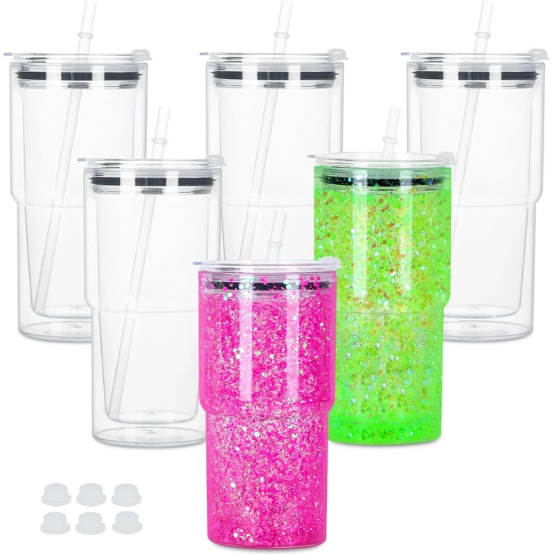 25pcs 18oz Plastic Double Wall Pre Drilled Snow Globe Car