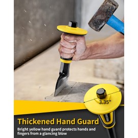 Rock Chisel Set, Firecore 3PCS Masonry Chisel with Hand Guard, Heavy Duty Point Flat Cold Chisel for Concrete Stone Brick Rock Tile Mortar Breaking Demolishing Carving Splitting Cutting Mason Tools