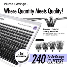 BEYELIAN False Eyelashes, Pack of 240 D Curl Tufts Extensions, DIY Artificial Eyelashes, Natural for Personal Use at Home, 10-16 mm (111)