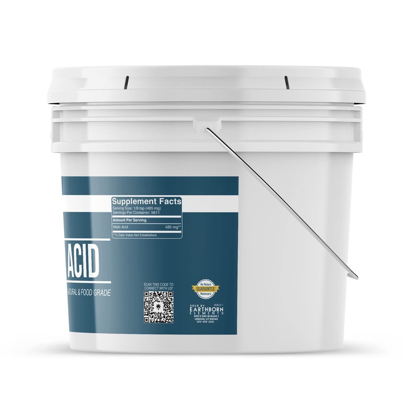 Earthborn Elements Malic Acid Powder, 1 Gallon Bucket, Used in