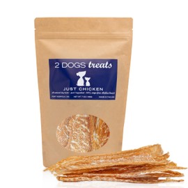 2 Dogs Treats Just Chicken Jerky | 100% USA-Sourced, Single-Ingredient, Great for Sensitive Stomachs, Human-Grade USDA Chicken, Grain-Free, Allergy-Friendly, High Value for Training, Small Batch