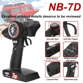 NEEBRC Transmisor RC de 7 canales con receptor, sistema de control de luz integrado y juego de luces LED de 12,4 GHz, mando a distancia de radio para RC Car Crawler Truck Racing Buggy Off Road On Road