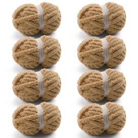 8 Pcs Chunky Yarn for Hand Knitting - Chunky Chenille Yarn for Crocheting - Fluffy Yarn for Crochet - Jumbo Yarn for Hand Knitting 28.4 yds 7.7 oz of Super Bulky Yarn (Camel Color)