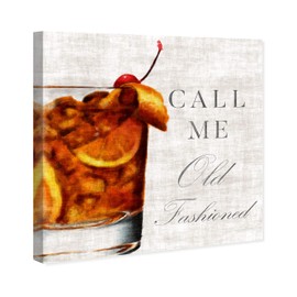 The Oliver Gal Artist Co. Drinks and Spirits Wall Art Canvas Prints 'Call Me Old Fashioned' Home Décor, 20" x 20", Brown, White